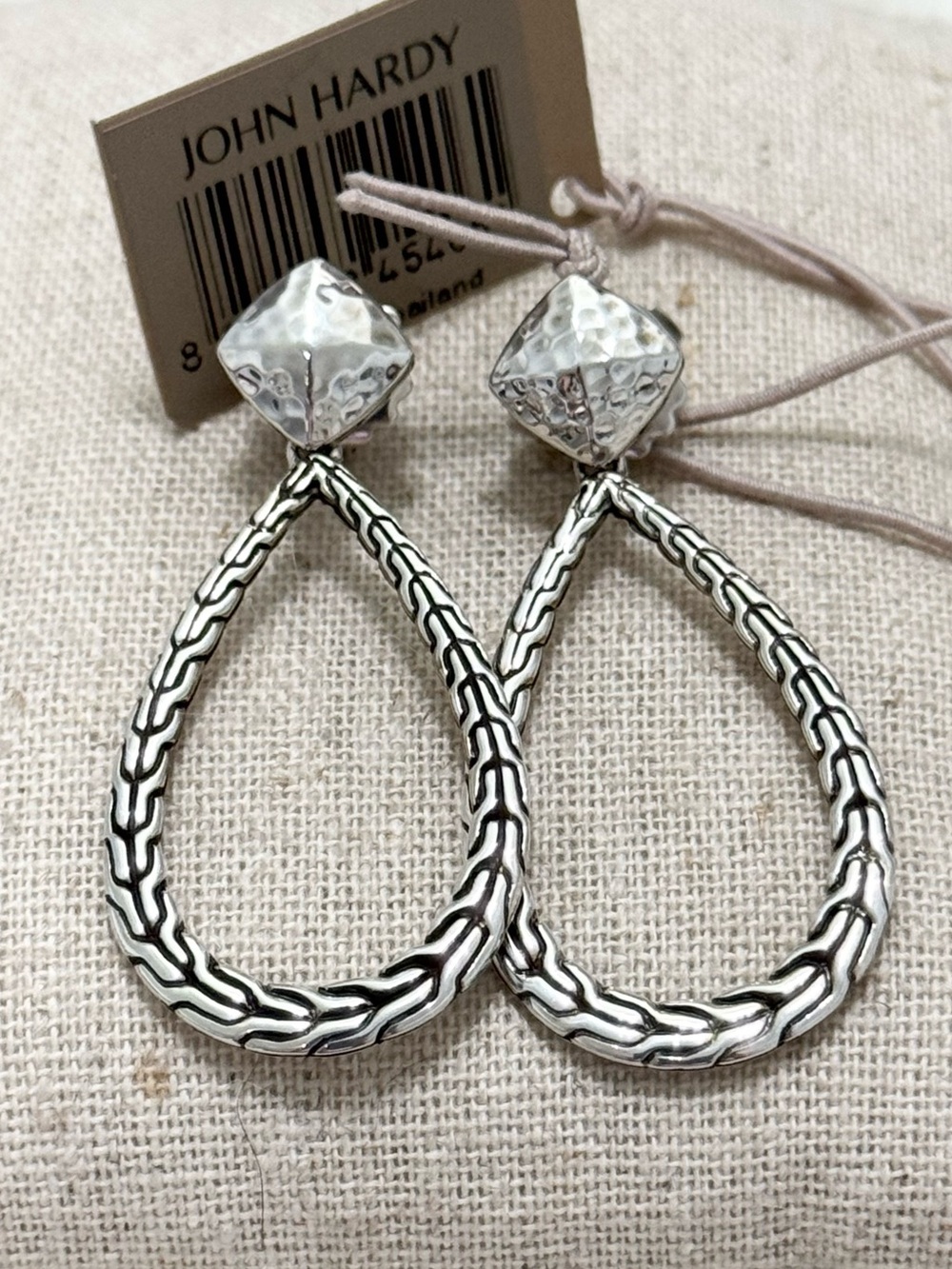 NEW John Hardy .925 Sterling Silver Classic Chain Dangle Drop Pear Earrings